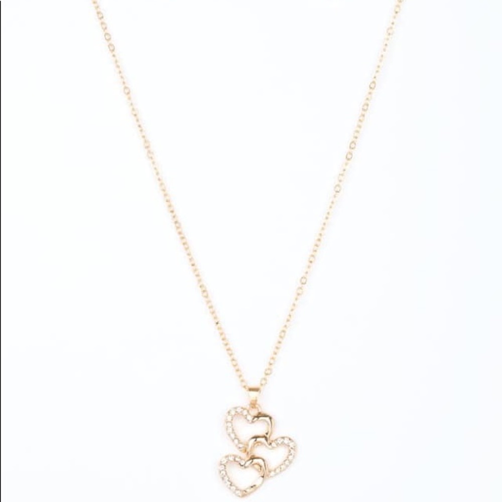 Gold three hearts necklace